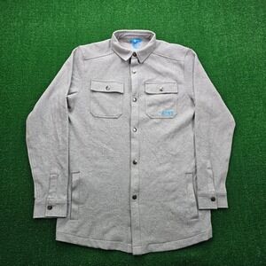 AT&T Shacket Shirt Mens Medium Tall Gray Long Sleeve‎ Button Up Employee Work